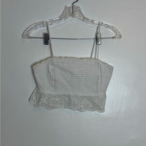 TicToc Small Elegant Coquette White Eyelet Crop Top